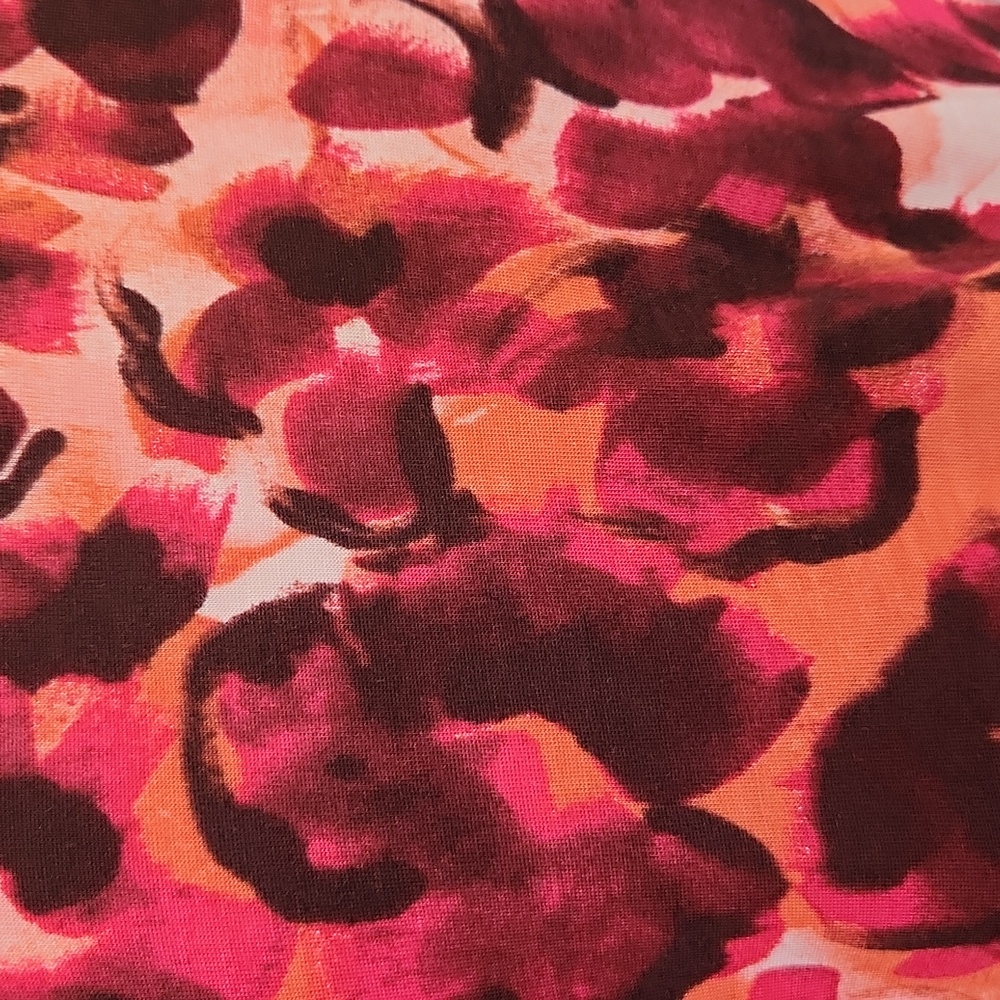 Vera Wang Floral Pattern Long Sleeve Shirt Size Extra Small Orange & Red - Picture 3 of 8